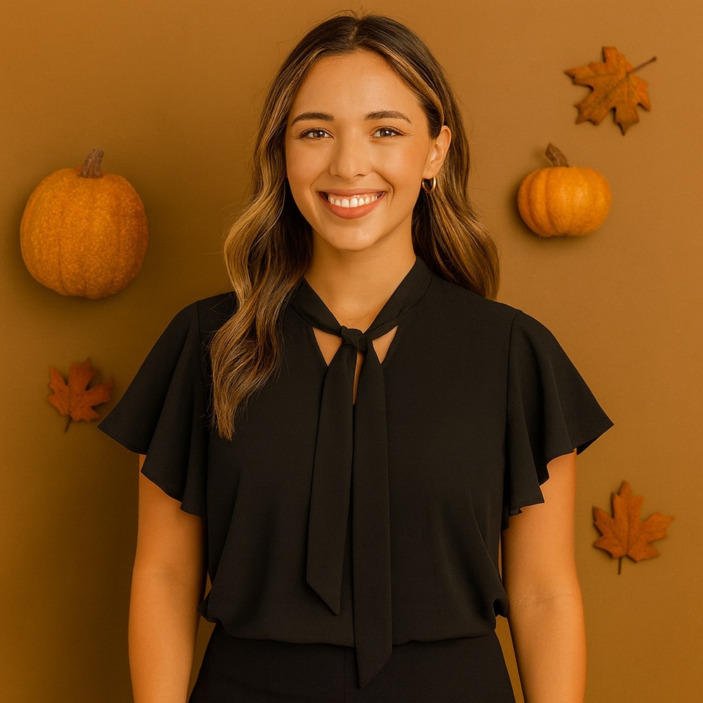 Black Tie-Neck Blouse 🖤 Chic Parisian Style | $18
